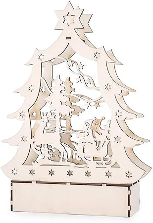 Libri Per Decorazioni Natalizie.Moreoustitory Libro Luminoso In Legno Con Luci A Led Per Decorazione Natalizia Amazon It Casa E Cucina