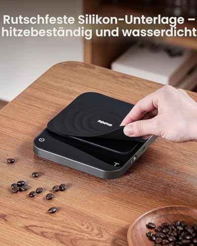 Digitale Kaffeewaage mit Timer, Wiederaufladbare 0,1g/3kg Präzise