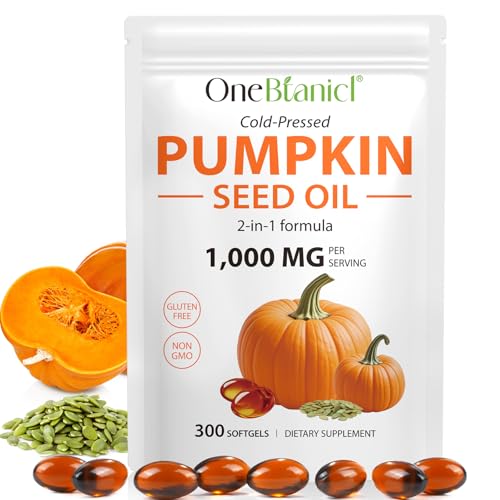 300PCS Pumpkins Seed Oil Capsules,Pumpkin&Seed Oil 2 in 1 for Hair Growth, Cold Pressed, Supports Hair, Heart, Skin Supplement,Pumpkins Seed Extract Powder,PumpkinSeed Herbal Supplement