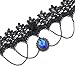 Yazilind Pendant Chain Flower Rose Lace Choker Handmade Necklace 14in