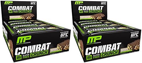 Combat Crunch Bars by MusclePharm - Low Carb, High Protein Muscle Building Supplement (12 Bars - 2 Pack) (Chocolate Chip Cookie Dough)