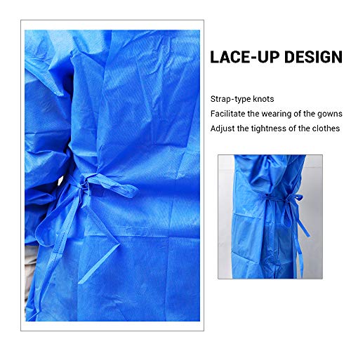 LyncMed Disposable Surgical Gowns, Non woven 43gsm, Splash Resistant, Latex Free, Blue, Pack of 10 (Medium)