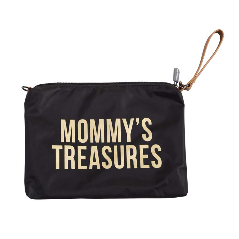 Childhome Practical Shoulder Bag with Long and Short Leather Strap 33 x 23 cm Suitable for Mommy Bag in Black/Gold