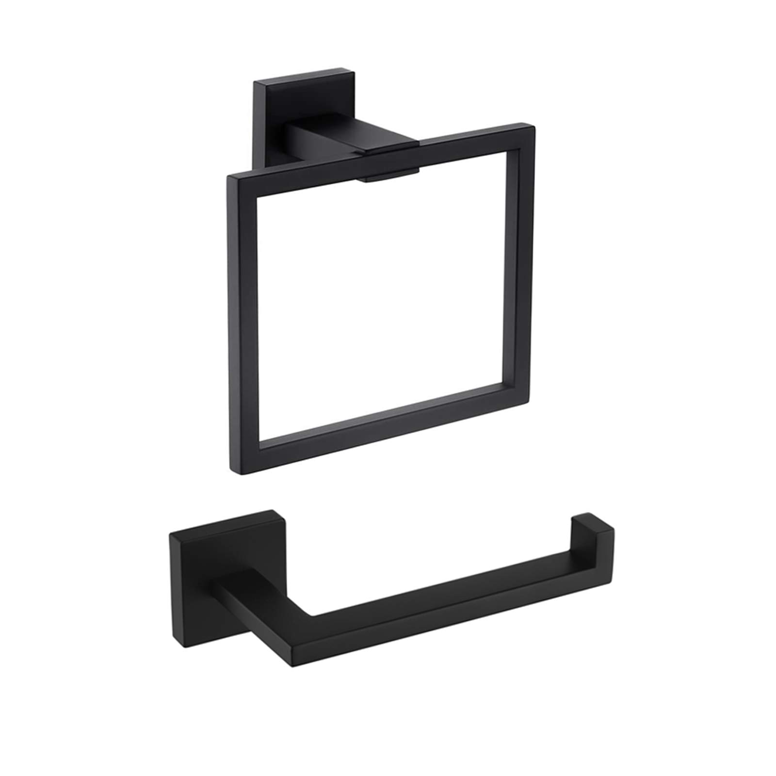 KES Black Toilet Roll Holder and Towel Ring Set Bathroom Accessory Set 2 Pieces SUS304 Stainless Steel Wall Mounted, LA225BK-22