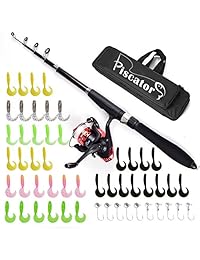 Kids Polo, Rod y carrete Combos de Pesca, señuelos de pesca Rod Set con + carrete + + Carrier, un completo Kit de pesca para agua dulce y agua salada