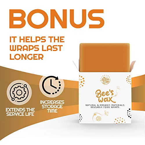Greenzla Reusable Beeswax Food Wrap (Set Of 3 + Bonus Beeswax Bar) - Organic Cotton Wraps And Storage for Sandwich, Snack, Produce - 1 Small, 1 Medium & 1 Large - Zero Waste Bee Wraps - Thumbnail 5