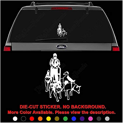 Dog Sledding Die Cut Vinyl Decal Sticker for Car Truck Motorcycle Vehicle Window Bumper Wall Decor Laptop Helmet Size- [8 inch] / [20 cm] Tall || Color- Gloss Black