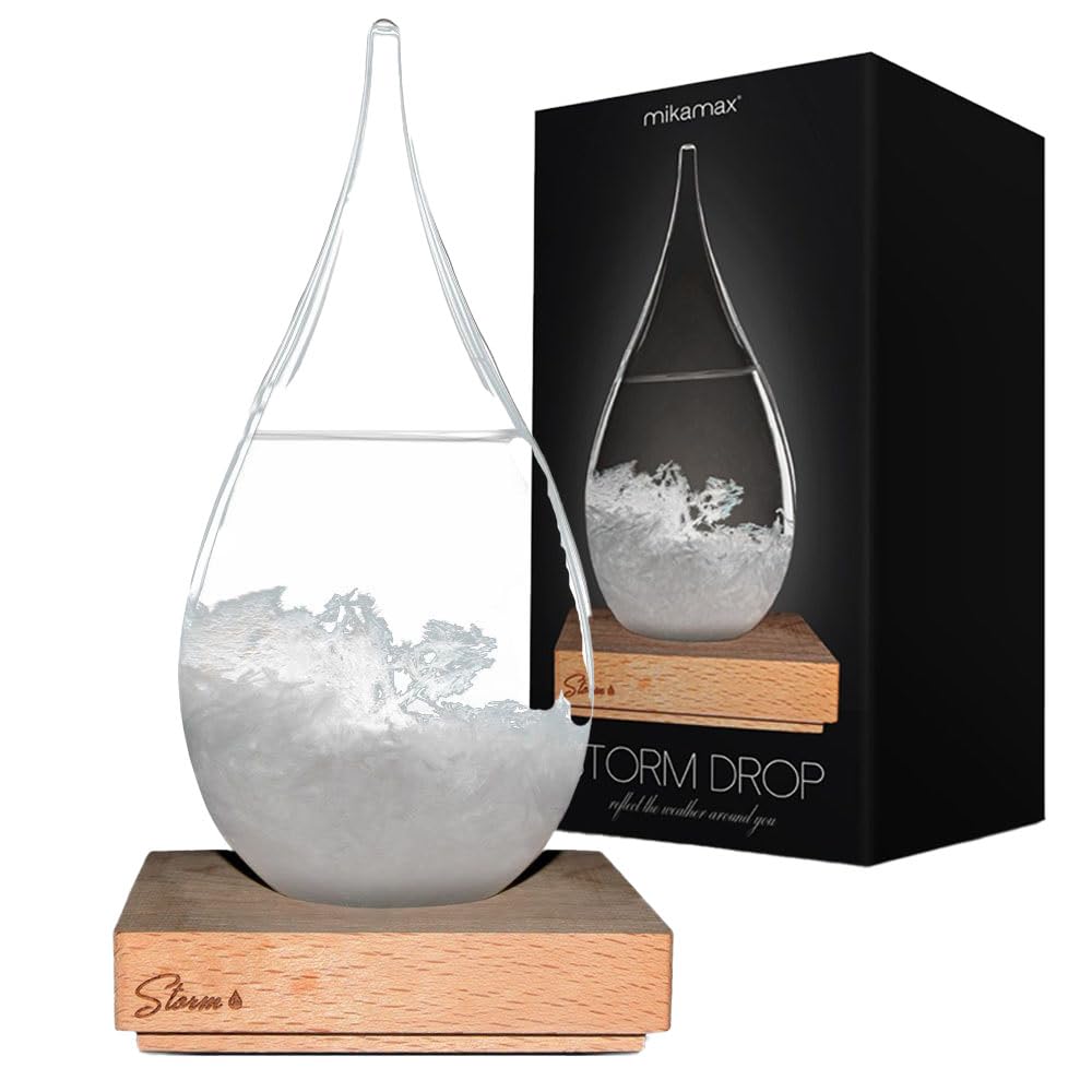 MikaMax - Storm Glass - Big Drop - Wooden Plateau - Luxurious Packaging