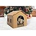 Furhaven Cardboard Cat House Gingerbread House, Cat Hideout Scratcher with Detachable Hanging Toys