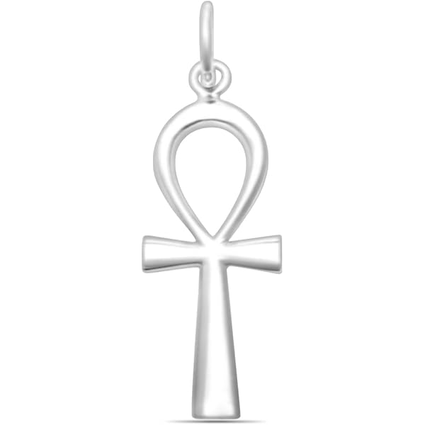 Egyptian Ankh Cross Pendant, 925 Sterling Silver, Icy Pave
