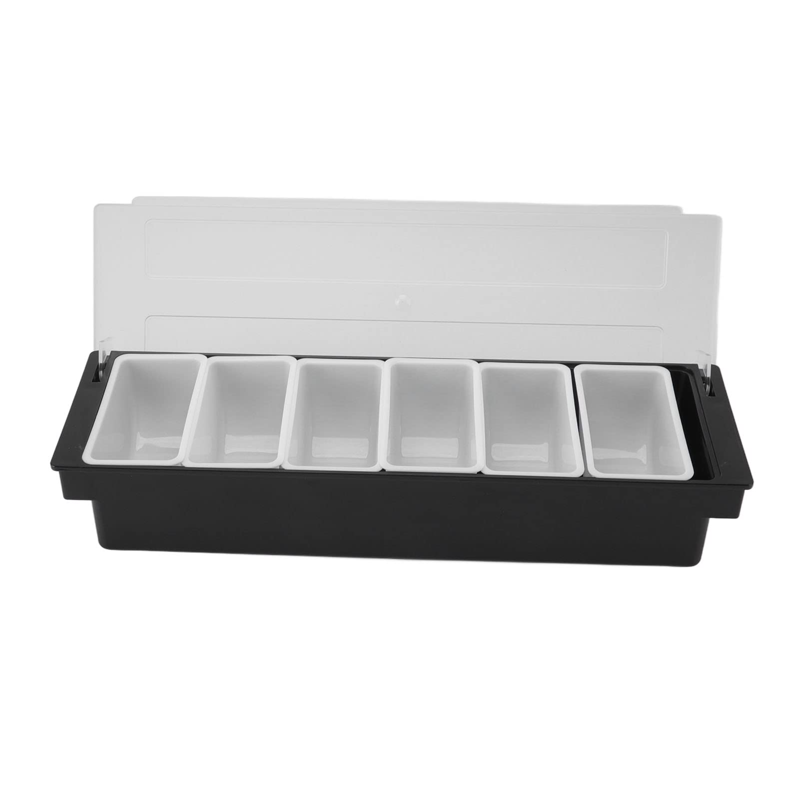 Elegant Spice Jars Condiment Caddy Durable Plastic Fruit Storage Organizer Transparent Lid Detachable Design Multifunction Bar Fruit Caddy for Vege Fruit Seasoning Bar Fruit Holder(6 Compartments)