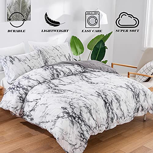 Marble Comforter Set Queen White Gray Marble Printed Bedding Solid