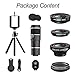 Phone Camera Lens, 4 in 1 12x Telephoto Lens Kit + 0.65x Wide Angle Lens & 15x Macro Lens + 180°Fisheye Lens, Clip-On Cell Phone Lens for iPhone 8 7 Plus 6s, Samsung Galaxy Note Smartphones