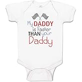 Cute Rascals Baby Bodysuit My Daddy Is Faster than Your Daddy Race Car Dad Father's Day Funny Cotton