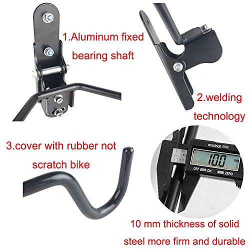 Saurka Foldable Bike Wall Mount, Bike Rack Wall, Bicycle Horizontal Mounting Hanger for Indoor Storage - Hook Angle Adjustable