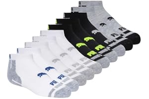 Puma Low Cut Kids Socks Dry Cell Moisture Wicking Stay Cool Dry Arch Support ( 10 Pair) (Youth Shoe Size (4-9.5)