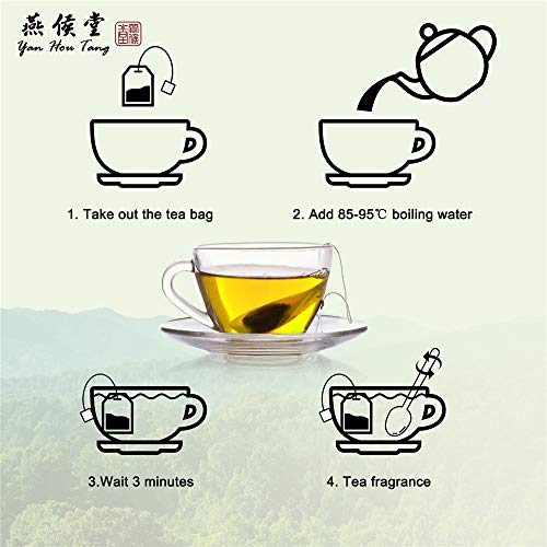 Yan Hou Tang - 50 Teabags Organic Taiwanese Jasmine Green Tea Flavor Taste Sugar Free Loose Leaf for Detox Weight Loss Relaxation and Stress Reduction Relief SGS FDA Verified