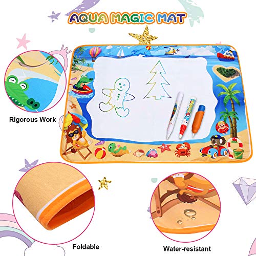 Aqua Doodle Mat X-Large Water Doodle Drawing Mat Kids Painting Writing Doodle Board Colors Aqua Magic Mat Educational Toys for Toddlers Boys Girls Kids 2 3 4 5 6-12 Year Old (blue large 40x28in) - Thumbnail 6
