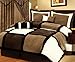 Chezmoi Collection 7-Piece Micro Suede Patchwork Duvet Cover Set, California King, Solid Black/Brown/White