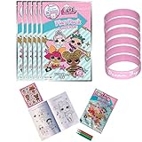 Set of 8 LOL Surprise Birthday Party Supplies Grab & Go Play Pack Coloring Books Play Fun Favors for Girls with Markers Stickers & 8 Bracelets (8 Pack)