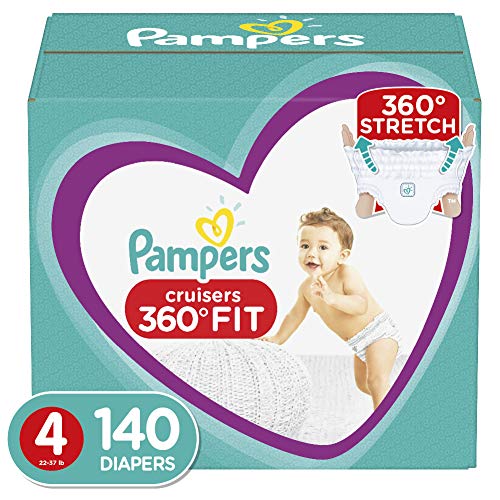 Diapers Size 4, 140 Count - Pampers Pull On Cruisers 360˚ Fit Disposable Baby Diapers with Stretchy Waistband, ONE MONTH SUPPLY