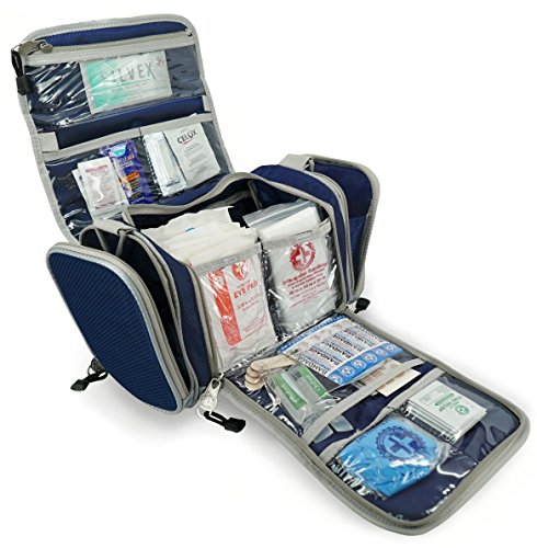 154-piece Deluxe Sports First Aid Kit 2-in-1 Bag with Survival Advanced Wound Care All Purpose Indoor and Outdoor Nylon Bag with Carrying Strap