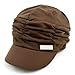 LOCOMO Women Girl Fashion Design Drape Layers Beanie Rib Hat Brim Visor Cap FFH010BRN Brown
