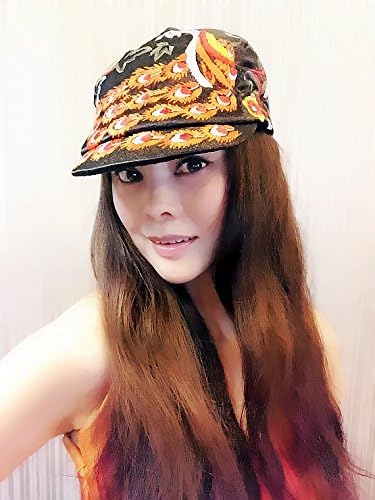 Orange Embroidery Pattern Peaked Cap, Casquette, Flat Cap,Caps, Hats, Womens Hats, Gimme Cap, Fashion Hats, Personality Hats, Show Hats, Beautiful Cap,Hipster,Fashion,Gift ,Show, Party ,Holiday