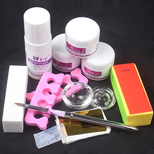 Baisidai Nail Art DIY Nail Liquid Powder Buffer Block Pen Tools Set Practice Kit