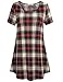 Timeson Women's Short Sleeve Casual Plaid Tunic Tops Loose Fit T-Shirt With Pocket