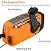 IntiPal 2000mAh, Emergency Solar Hand Crank FM Radio, MP3 Player, Flashlight, Smart Cell Phone Charger w/ USB Cable (Yellow)