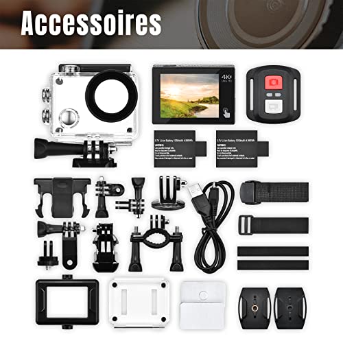 Exprotrek Action Camera 4K 60FPS with Touch Screen,EIS 170 ° Ultra Wide