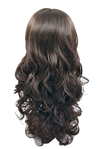 Wig buy Hair Long Wigs Wavy Curly 24inche Brown Long Wigs Women (Brown)