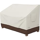 Amazon Basics 2 Seater Outdoor Couch Cover, Patio Furniture Cover, Waterproof, Anti-UV, Durable with Secure Straps, Protection for Loveseat, Beige/Tan