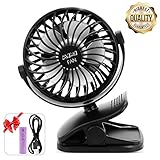 ESEOE Small Fan with Clip,Adjustable Mini Desk fan,Portable Rechargeable Battery Operated Fan,Small Cooling Fan for Baby Stroller/Working/Traveling