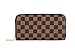 Daisy Rose Women's Checkered Zip Around Wallet and Phone Clutch - RFID Blocking with Card Holder Organizer -PU Vegan Leather, Brown