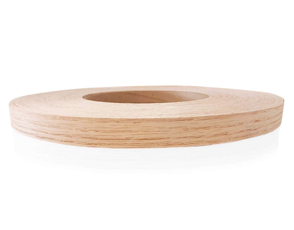 Photo 1 of Edge Supply Red Oak 7/8” X 250' Roll of Plywood Edge Banding – Pre-glued Real Wood Veneer Edging – Flexible Veneer Edging – Easy Application Iron-on Edge Banding for Furniture Restoration, Made in USA