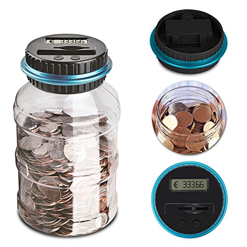 Toogoo Electronic Digital Coin Counter Automatic Money Counting Jar Saving Piggy Bank