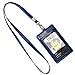Arae Card Holder Vertical PU Leather Badge Holder with 1 Clear ID Card Window 1 Card Slot and 1 Neck Lanyard for Office/School ID Credit Card Driver License - Blue