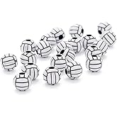Essivox 50Pcs Silicone Volleyball Beads, 15mm Round Acrylic Sports Spacer Beads with Large Hole for DIY Necklace, Bracelet, Pendant Making, Crafts