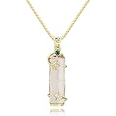 TIKCAUZ Green Jade Pendant 18K Gold Plated Necklace Crystal Jewelry for Women