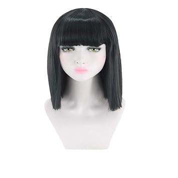 Amazon Com Yiwanjia Short Straight Wigs With Flat Bangs Cos Anime