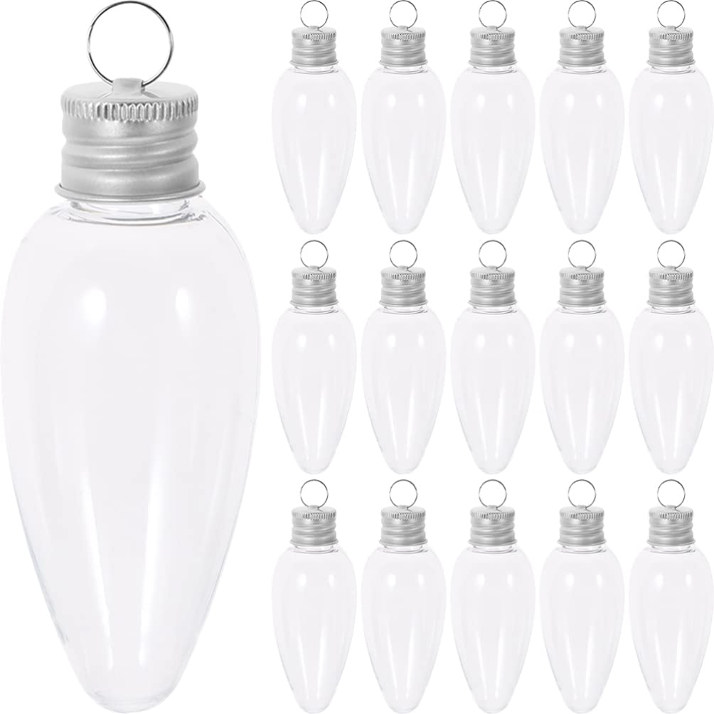 Kisangel Bulb Shaped Candy Box 12 Pack Clear Pet Fillable Light Bulb Candy Container for Christmas Ornament Diy Crafts Party Favor Decoration