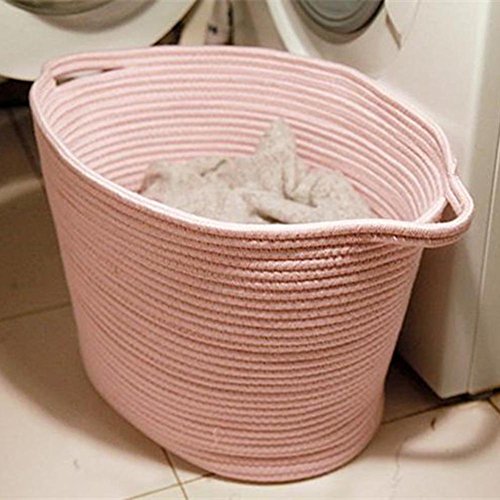 Foerteng Cotton Rope Woven Basket Laundry Basket Toy Clothes Sundries Storage Basket