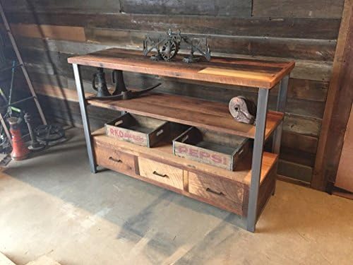 Tall Reclaimed Wood Media Console & Shelving Unit