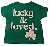 Custom Kingdom Baby Boys/Girls Lucky and Loved Irish Shamrock T-shirt Green
