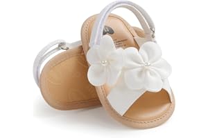 Infant Baby Girls Sandals with Flower Bowknot Wedding Dress Flat Shoes Newborn Crib Shoes First Walkers Prewalkers Shoes