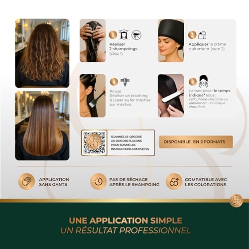 Premium Brazilian Keratin Smoothing - Professional Kit 250 ml Formol-Free - 3 to 4 Applications - Suitable for Pregnant Women and Children - Made in France
