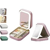 YUANHAILI Portable LED Makeup Bag with Adjustable Light-Up Mirror - Three-Color Lighting | Dust-Proof Cosmetic Case with Multi-Compartment Storage and Jewelry Organizer (Pink)