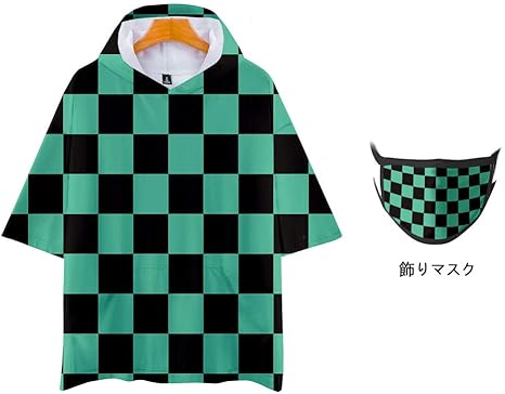 amazon senmhoo鬼滅の刃 コスプレ コスチューム きめつのやいば 冨冈义勇 竈門禰豆子 我妻善逸 竈門炭治郎 tシャツ 漫画風 半袖 フード付き服 男女兼用 竈門炭治郎 l コスプレ 仮装 通販